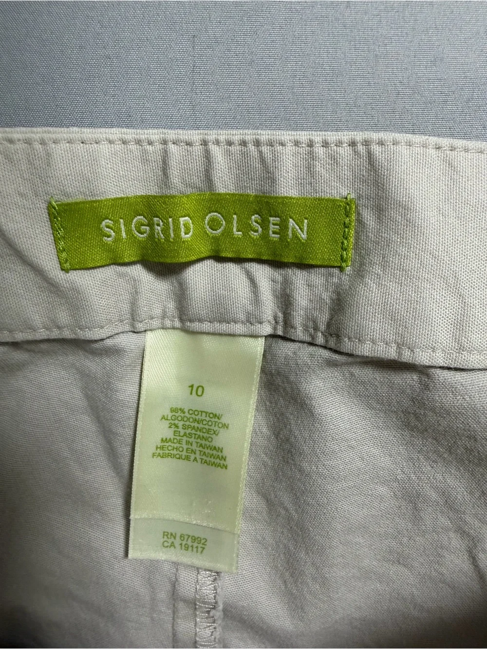 Sigrid Olsen SO Blue Cropped Wide Leg Chino Pants Khaki Women’s Size 10 #975